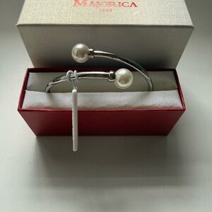 Majorica Silver Pearl Cuff Bracelet